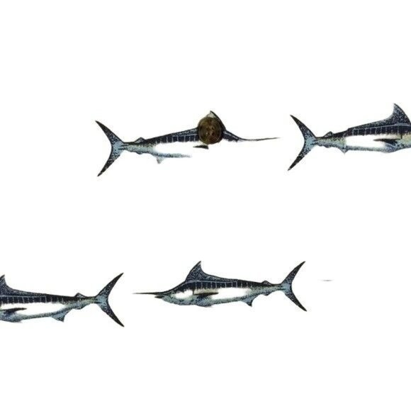 Woolrich Shirt Mens L Short Sleeve Button Down Fishing Blue Marlin Pattern Green - Picture 3 of 3